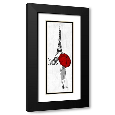 Eiffel Umbrella Black Modern Wood Framed Art Print with Double Matting by OnRei