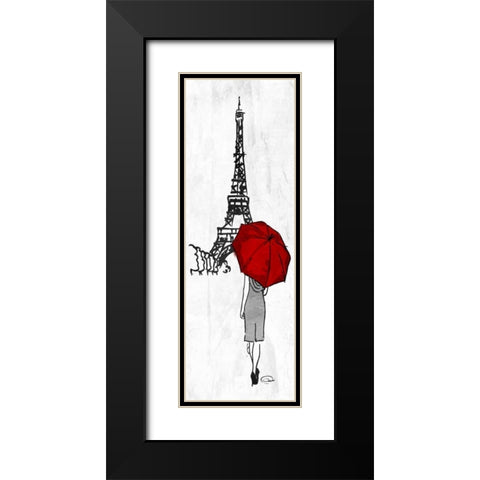 Eiffel Umbrella Black Modern Wood Framed Art Print with Double Matting by OnRei