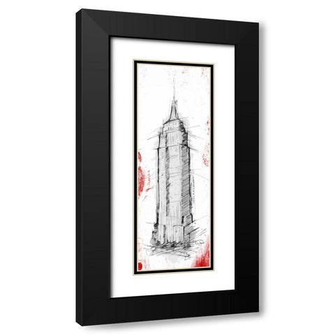 Empire Red Pop Sketch Black Modern Wood Framed Art Print with Double Matting by OnRei