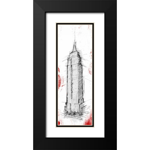 Empire Red Pop Sketch Black Modern Wood Framed Art Print with Double Matting by OnRei