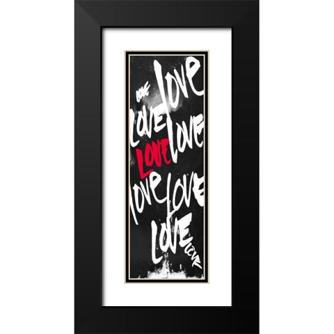 Love Letters Red Black Modern Wood Framed Art Print with Double Matting by OnRei