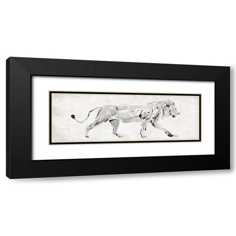 Sketched Lion Black Modern Wood Framed Art Print with Double Matting by OnRei