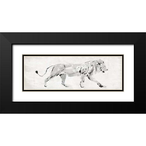 Sketched Lion Black Modern Wood Framed Art Print with Double Matting by OnRei