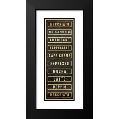 Coffee List Black Modern Wood Framed Art Print with Double Matting by OnRei