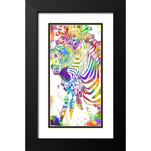 Colorful Zebra Mandala Black Modern Wood Framed Art Print with Double Matting by OnRei