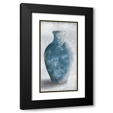 Blue Mandala Smoke Black Modern Wood Framed Art Print with Double Matting by OnRei