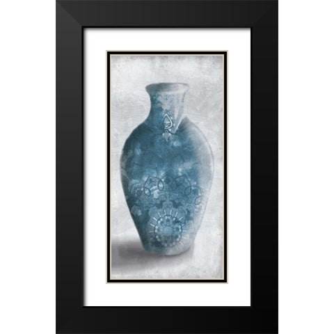 Blue Mandala Smoke Black Modern Wood Framed Art Print with Double Matting by OnRei