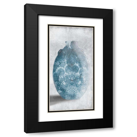 Blue Mandala Smoke Mate Black Modern Wood Framed Art Print with Double Matting by OnRei