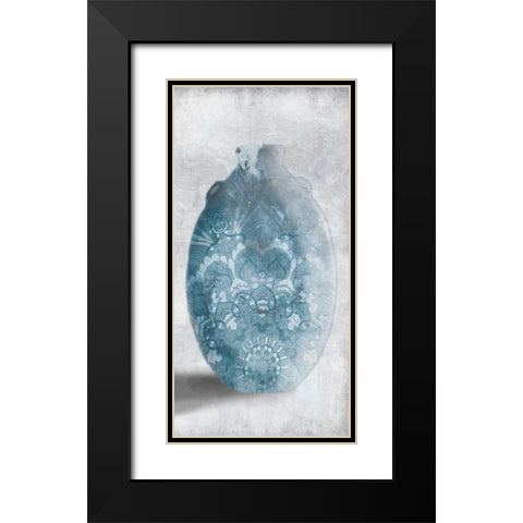 Blue Mandala Smoke Mate Black Modern Wood Framed Art Print with Double Matting by OnRei