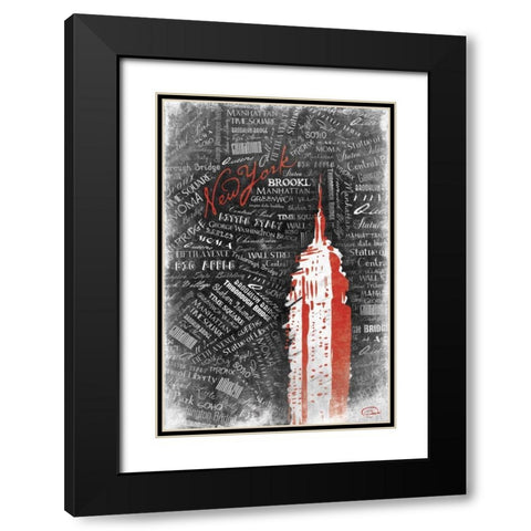 Empire RED Black Modern Wood Framed Art Print with Double Matting by OnRei