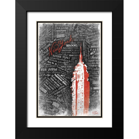 Empire RED Black Modern Wood Framed Art Print with Double Matting by OnRei