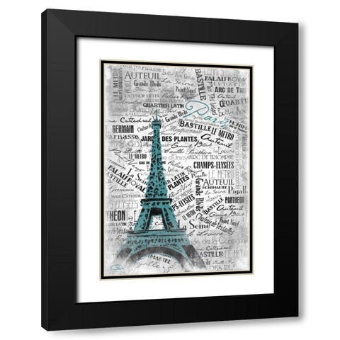 Eiffel Black Modern Wood Framed Art Print with Double Matting by OnRei