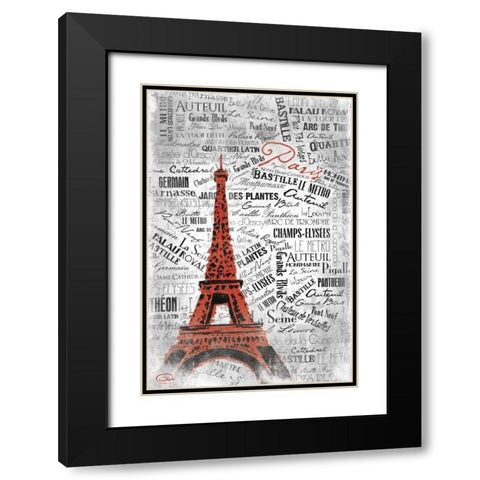 Eiffel C Black Modern Wood Framed Art Print with Double Matting by OnRei