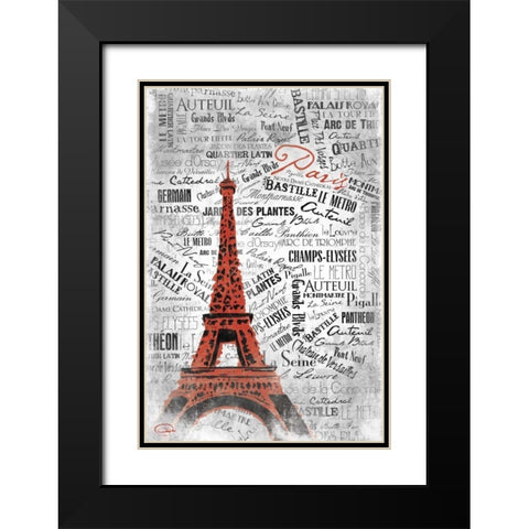 Eiffel C Black Modern Wood Framed Art Print with Double Matting by OnRei