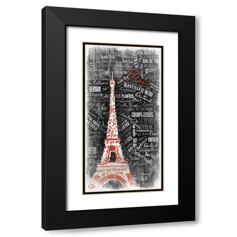 Eiffel LOVE Black Modern Wood Framed Art Print with Double Matting by OnRei