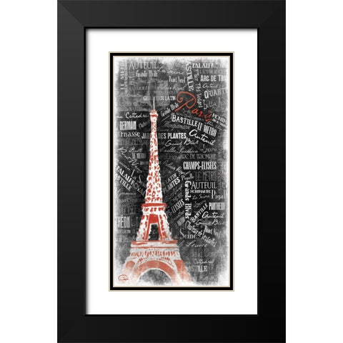 Eiffel LOVE Black Modern Wood Framed Art Print with Double Matting by OnRei