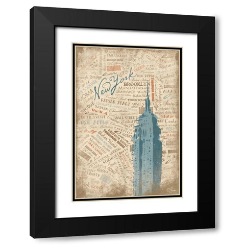 EMPIRE STATE Black Modern Wood Framed Art Print with Double Matting by OnRei