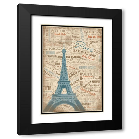 PARIS LOVE Black Modern Wood Framed Art Print with Double Matting by OnRei