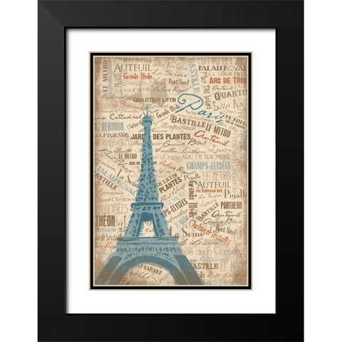 PARIS LOVE Black Modern Wood Framed Art Print with Double Matting by OnRei