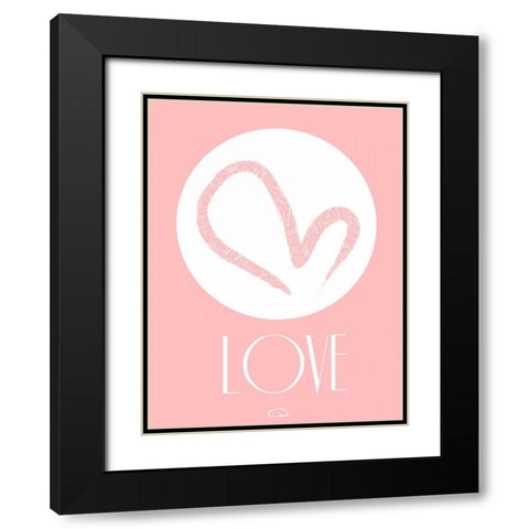 PINK LOVE Black Modern Wood Framed Art Print with Double Matting by OnRei