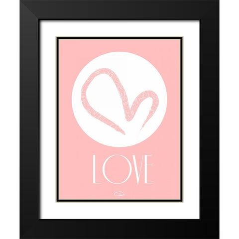 PINK LOVE Black Modern Wood Framed Art Print with Double Matting by OnRei