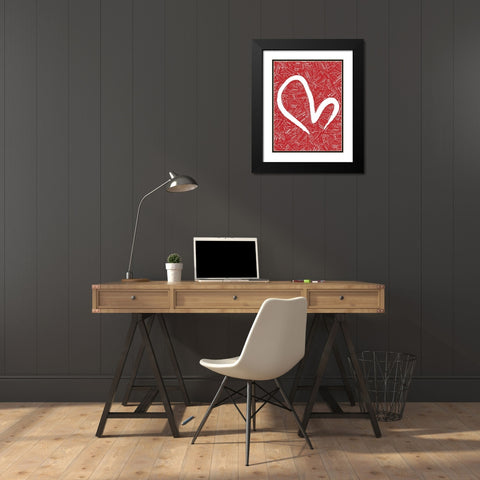 LOVE RED Black Modern Wood Framed Art Print with Double Matting by OnRei