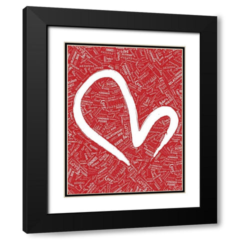 LOVE RED Black Modern Wood Framed Art Print with Double Matting by OnRei