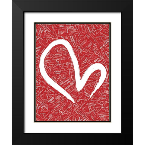 LOVE RED Black Modern Wood Framed Art Print with Double Matting by OnRei