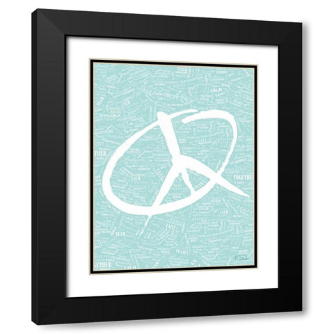 AQUA PEACE Black Modern Wood Framed Art Print with Double Matting by OnRei