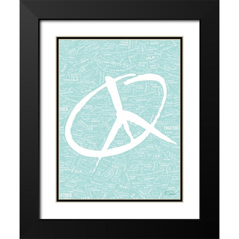 AQUA PEACE Black Modern Wood Framed Art Print with Double Matting by OnRei