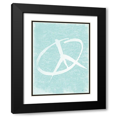 PEACE E Black Modern Wood Framed Art Print with Double Matting by OnRei