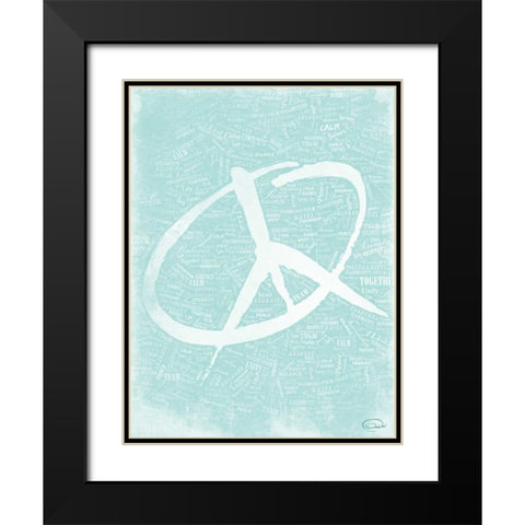 PEACE E Black Modern Wood Framed Art Print with Double Matting by OnRei