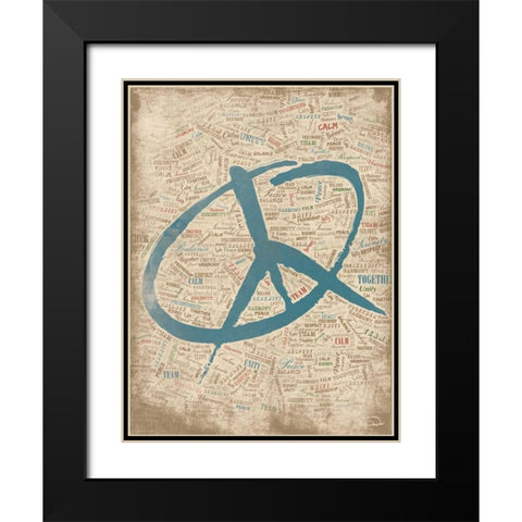 PEACE FOR PEACE Black Modern Wood Framed Art Print with Double Matting by OnRei