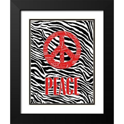 JUNGLE PEACE Black Modern Wood Framed Art Print with Double Matting by OnRei