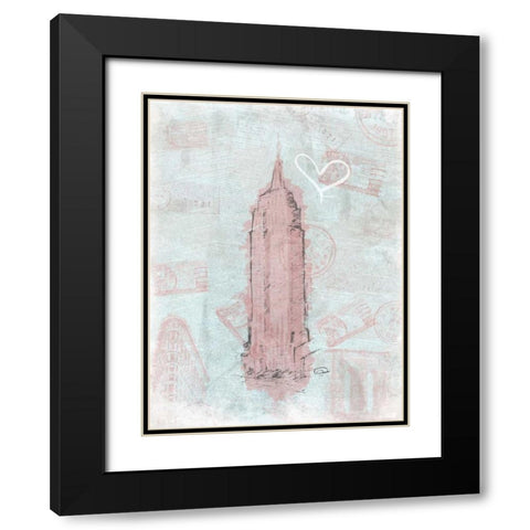 Empire Sketch Romantic Black Modern Wood Framed Art Print with Double Matting by OnRei