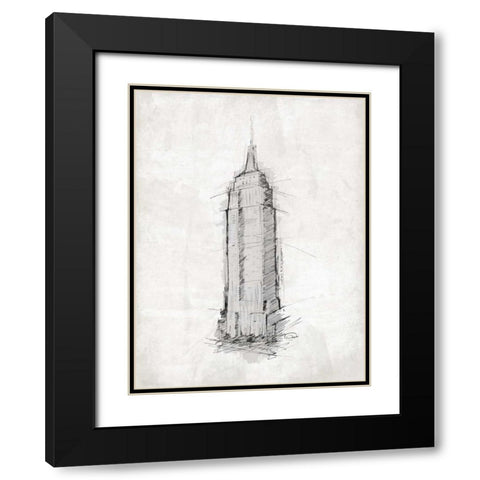 Empire Sketch Black Modern Wood Framed Art Print with Double Matting by OnRei