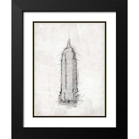 Empire Sketch Black Modern Wood Framed Art Print with Double Matting by OnRei