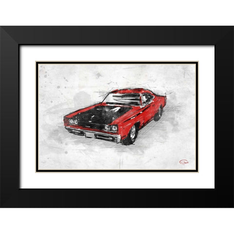 MuscleCar  A Black Modern Wood Framed Art Print with Double Matting by OnRei