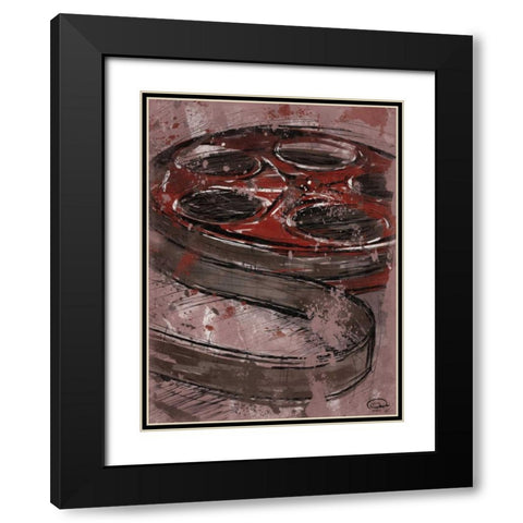 Cinema Red Black Modern Wood Framed Art Print with Double Matting by OnRei