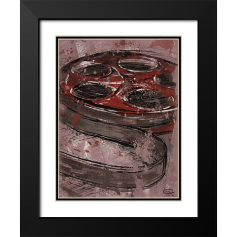 Cinema Red Black Modern Wood Framed Art Print with Double Matting by OnRei