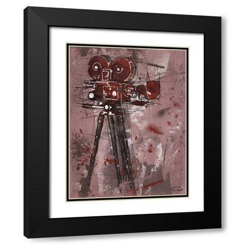 MOVIE RED Black Modern Wood Framed Art Print with Double Matting by OnRei