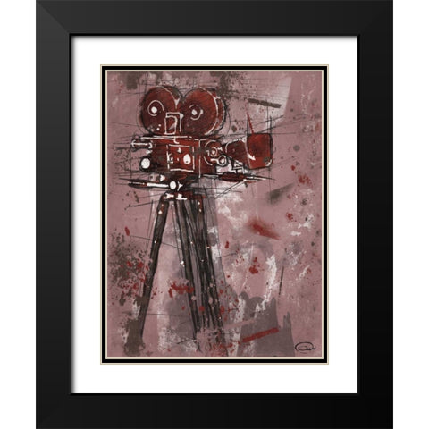 MOVIE RED Black Modern Wood Framed Art Print with Double Matting by OnRei