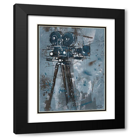 MOVIE Black Modern Wood Framed Art Print with Double Matting by OnRei