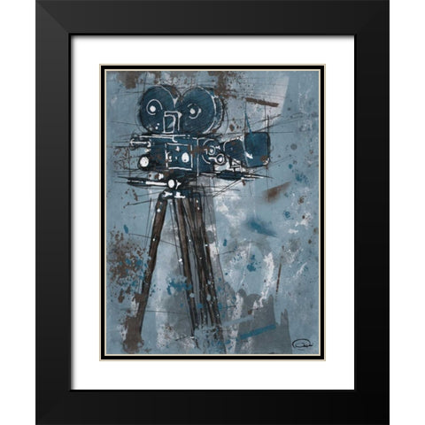 MOVIE Black Modern Wood Framed Art Print with Double Matting by OnRei