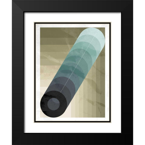 Circle Black Modern Wood Framed Art Print with Double Matting by OnRei