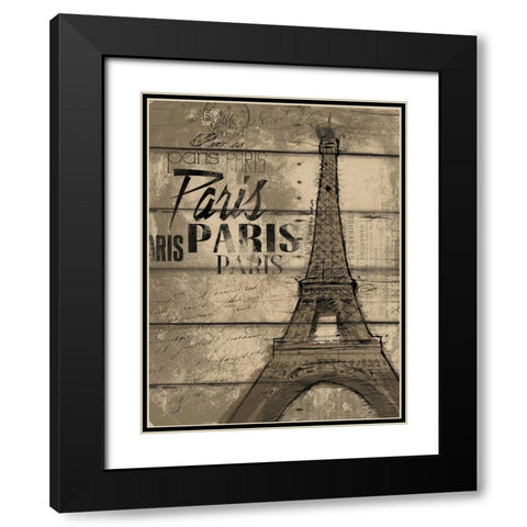 Natural Paris Clean Black Modern Wood Framed Art Print with Double Matting by OnRei