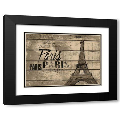 Natural Paris Clean Horizontal Black Modern Wood Framed Art Print with Double Matting by OnRei