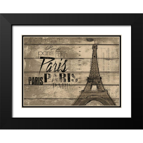 Natural Paris Clean Horizontal Black Modern Wood Framed Art Print with Double Matting by OnRei