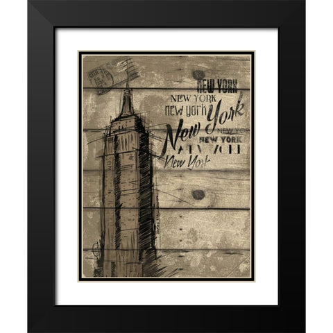 Natural New York Clean Black Modern Wood Framed Art Print with Double Matting by OnRei