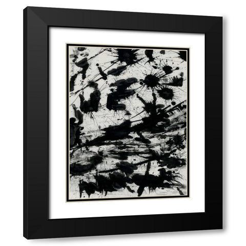 Splatter 2 Black Modern Wood Framed Art Print with Double Matting by OnRei